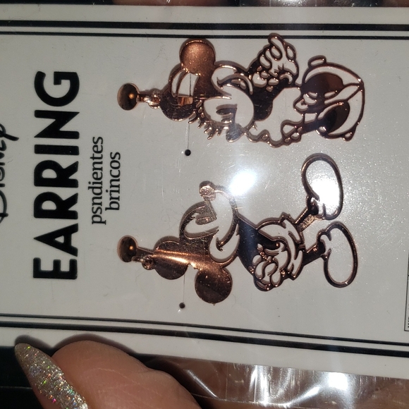 Disney Micky Minnie gold rose earrings NEW - Picture 6 of 6